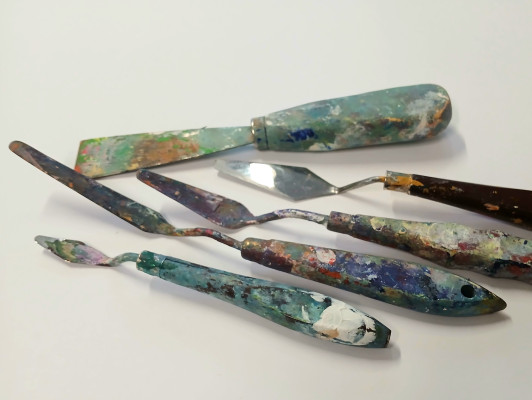 Schilderen met paletmes - geïnspireerd door Mondriaan